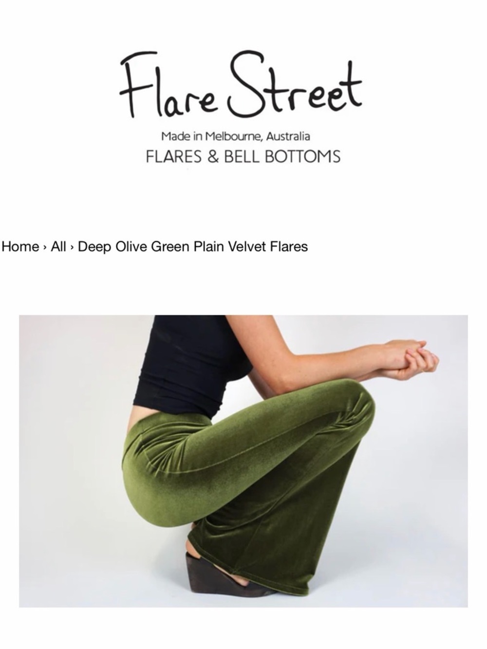 Flare Street Olive Green Velvet Flare Pants NWT